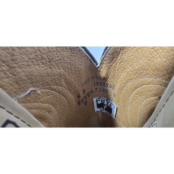 Vintage FRYE Tan Red Leather Bench Crafted Cowgirl Western Ladies Boots Sz 6B - Picture 12 of 16